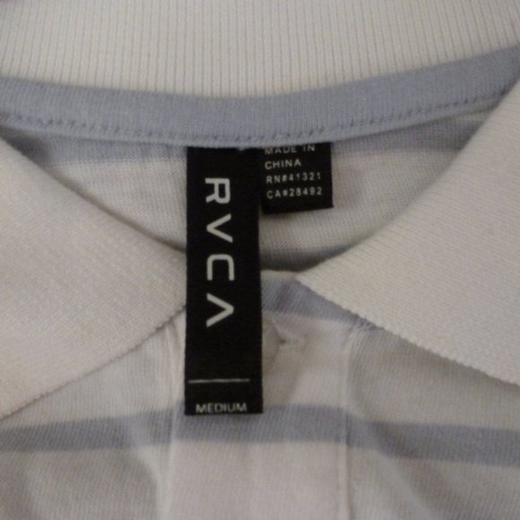 RCVA M White with Blue Stripes Men's Polo Shirt - Picture 4 of 4